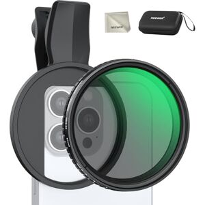NEEWER 67mm Variable ND Filter, Clip On ND2-32 (1-5 Stops) Neutral Density Phone Camera Lens Photography Accessories Kit Compatible with iPhone 16 Pro Max 16e 15 Plus 14 13 mini 12, FL-B25 NEEWER 67mm Variable ND Filter, Clip On ND2-32 (1-5 Stops) Neutral Density Phone Camera Lens Photography Accessories Kit Compatible with iPhone 16 Pro Max 16e 15 Plus 14 13 mini 12, FL-B25
