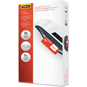 Fellowes Laminating Pouches, Thermal, Luggage Tag with Loop 2 1/2"(H) x 4 1/4"(W) Size, 5 Mil, 50/Pack (52034) Fellowes Laminating Pouches, Thermal, Luggage Tag with Loop 2 1/2"(H) x 4 1/4"(W) Size, 5 Mil, 50/Pack (52034)