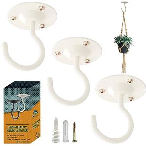 NACETURE Ceiling Hooks for Hanging Plants 3 Pack Plant Hanger Indoor Hanging Hooks Metal Plant Bracket Iron Lanterns Hangers for Wind Chimes, Planters Pack of 3 (White 3 Pack) NACETURE Ceiling Hooks for Hanging Plants 3 Pack Plant Hanger Indoor Hanging Hooks Metal Plant Bracket Iron Lanterns Hangers for Wind Chimes, Planters Pack of 3 (White 3 Pack)