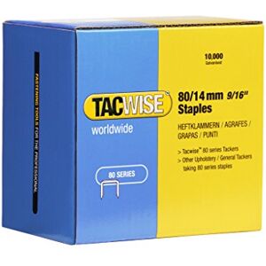 Tacwise 0385 Type 80 / 14 mm Galvanised Upholstery Staples, Pack of 10,000 Tacwise 0385 Type 80 / 14 mm Galvanised Upholstery Staples, Pack of 10,000