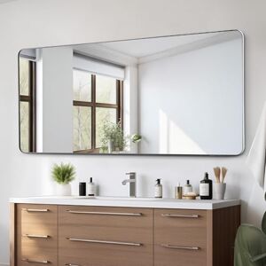 VEVOR Wall Mounted Makeup Mirror, 0.15" Thick, 32" x 72" with Aluminium Alloy Frame & Explosion-Proof Film, Scratch-Resistant Mirror with Z-Shaped Bracket, Fit for Bathroom/Bedroom/Living Room VEVOR Wall Mounted Makeup Mirror, 0.15" Thick, 32" x 72" with Aluminium Alloy Frame & Explosion-Proof Film, Scratch-Resistant Mirror with Z-Shaped Bracket, Fit for Bathroom/Bedroom/Living Room