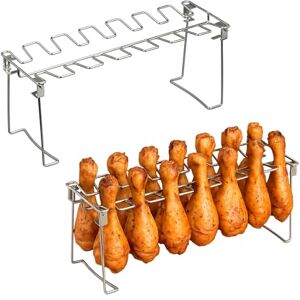 Relaxdays Chicken Holders Set, 2 Pieces, Stainless Steel, Crispy Legs Without Turning, Foldable, Silver, 14.5 x 34.5 x 11.5 cm Relaxdays Chicken Holders Set, 2 Pieces, Stainless Steel, Crispy Legs Without Turning, Foldable, Silver, 14.5 x 34.5 x 11.5 cm