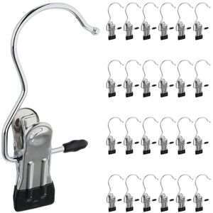 Relaxdays Laundry Hooks, Set of 25, Boot Clips, Rubberised Hangers, 360° Rotating, Metal Shoe Holders, Silver/Black, Plastic, Iron, 10.5 x 5 x 2 cm Relaxdays Laundry Hooks, Set of 25, Boot Clips, Rubberised Hangers, 360° Rotating, Metal Shoe Holders, Silver/Black, Plastic, Iron, 10.5 x 5 x 2 cm