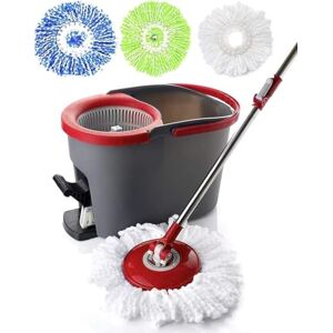 Simpli-Magic Spin Mop and Bucket with Wringer Set, Mop Bucket Cleaning System with Foot Pedal, 360°Rotation, 3 Microfiber Mop Heads Simpli-Magic Spin Mop and Bucket with Wringer Set, Mop Bucket Cleaning System with Foot Pedal, 360°Rotation, 3 Microfiber Mop Heads