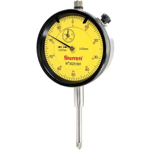 Starrett 3025-681 Dial Indicator, 0.01mm Graduation, 20mm Range Starrett 3025-681 Dial Indicator, 0.01mm Graduation, 20mm Range