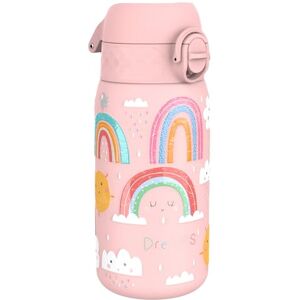 Ion8 Lightweight Steel Kids Water Bottle, 400ml/13oz, Non-Insulated, Leak Proof, Easy to Open, Secure Lock, Dishwasher Safe, Fits Cup Holders, Carry Handle, Metal Water Bottle, Pink, Rainbows Ion8 Lightweight Steel Kids Water Bottle, 400ml/13oz, Non-Insulated, Leak Proof, Easy to Open, Secure Lock, Dishwasher Safe, Fits Cup Holders, Carry Handle, Metal Water Bottle, Pink, Rainbows