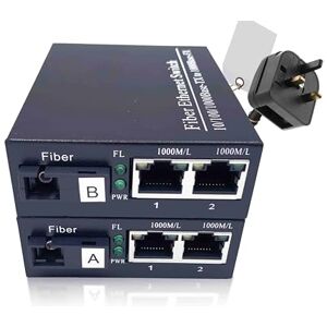 Elfcam -2-Pack Gigabit Fibre Media Converter, SFP 1.25G Included, SC Single-Mode, 10/100/1000Mbps RJ45 Ethernet to Fibre, Up to 20KM, Plug & Play, SC Ports, CAT5-8 Compatible,2 RJ45 Port+2 RJ45 Port Elfcam -2-Pack Gigabit Fibre Media Converter, SFP 1.25G Included, SC Single-Mode, 10/100/1000Mbps RJ45 Ethernet to Fibre, Up to 20KM, Plug & Play, SC Ports, CAT5-8 Compatible,2 RJ45 Port+2 RJ45 Port