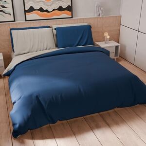 PETTI Artigiani Italiani Double Duvet Cover, Microfibre Duvet Cover and Pillowcases, Bicolor Light Grey/Night Blue, 100% Made in Italy PETTI Artigiani Italiani Double Duvet Cover, Microfibre Duvet Cover and Pillowcases, Bicolor Light Grey/Night Blue, 100% Made in Italy