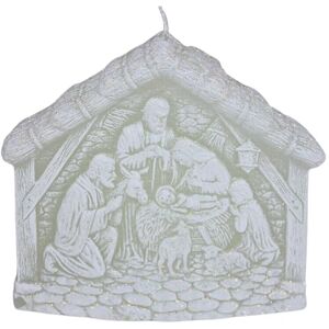 Dekohelden24 High Quality Candle Nativity Scene Christian Birth Candle in White with Glitter, Size L x W x H: Approx. 12 x 4 x 11 cm Dekohelden24 High Quality Candle Nativity Scene Christian Birth Candle in White with Glitter, Size L x W x H: Approx. 12 x 4 x 11 cm