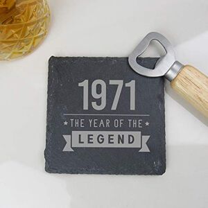 eBuyGB Drinks Mat, Placemat Engraved Square Coaster-1971 Year of The Legend Design-50th Birthday, Men-Fiftieth Gift for Dad, Uncle, Brother, Slate eBuyGB Drinks Mat, Placemat Engraved Square Coaster-1971 Year of The Legend Design-50th Birthday, Men-Fiftieth Gift for Dad, Uncle, Brother, Slate