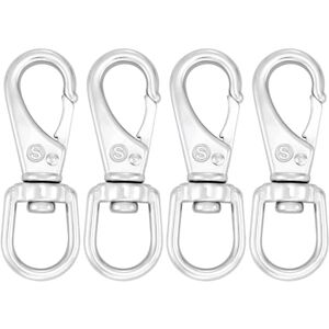 Shonan.Systems SHONAN Stainless Steel Swivel Eye Snap Hook- 4-Pack (3-1/2 inch) Flag Pole Clips, Scuba Diving Clips Spring Hooks for Dog leashes, Keychains, Boat Anchor Ropes, Bird Feeders, Pet Chains Shonan.Systems SHONAN Stainless Steel Swivel Eye Snap Hook- 4-Pack (3-1/2 inch) Flag Pole Clips, Scuba Diving Clips Spring Hooks for Dog leashes, Keychains, Boat Anchor Ropes, Bird Feeders, Pet Chains