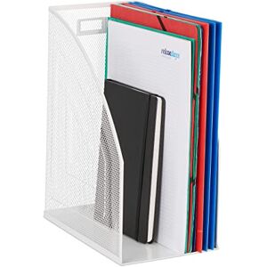 Relaxdays File Organiser, Standing, Mesh Design, Office & Home, H x W x D: 32 x 16 x 24.5 cm, Metal, White, Steel Relaxdays File Organiser, Standing, Mesh Design, Office & Home, H x W x D: 32 x 16 x 24.5 cm, Metal, White, Steel