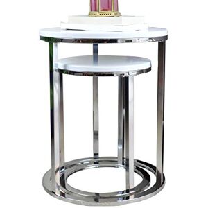 ASPECT Paloma Set of 2 Round Nesting Table,Glossy White/Chrome ASPECT Paloma Set of 2 Round Nesting Table,Glossy White/Chrome