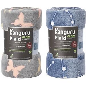 Kanguru Pyjama Party Kit Set of 2 Glow in the Dark Plaid 130 x 150 cm Grey Butterflies + Blue Constellations Soft Fluorescent Fleece Plaid for Party Friends Decorations Gift Idea Kanguru Pyjama Party Kit Set of 2 Glow in the Dark Plaid 130 x 150 cm Grey Butterflies + Blue Constellations Soft Fluorescent Fleece Plaid for Party Friends Decorations Gift Idea