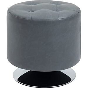 HOMCOM 360° Swivel Foot Stool Round PU Ottoman with Thick Sponge Padding and Solid Steel Base, Grey HOMCOM 360° Swivel Foot Stool Round PU Ottoman with Thick Sponge Padding and Solid Steel Base, Grey