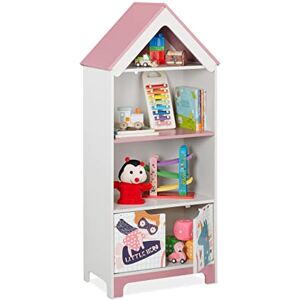 Relaxdays Children's Shelf with 4 Compartments, HWD: 116 x 51 x 30 cm, Cute Toy Storage with Supergirl motif, Colourful, Fibreboard Relaxdays Children's Shelf with 4 Compartments, HWD: 116 x 51 x 30 cm, Cute Toy Storage with Supergirl motif, Colourful, Fibreboard