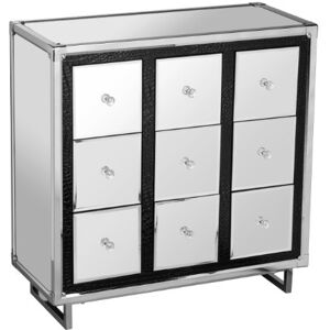 Premier Housewares Stainless Steel 9-Drawer Mirror Cabinet with Crocodile Effect Detail Premier Housewares Stainless Steel 9-Drawer Mirror Cabinet with Crocodile Effect Detail