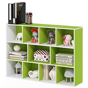 Furinno Luder 11-Cube Reversible Open Shelf Bookcase, White/Green 11107WH/GR Furinno Luder 11-Cube Reversible Open Shelf Bookcase, White/Green 11107WH/GR