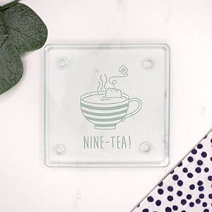 eBuyGB Engraved Square Glass Coaster -"NINE-TEA" Design 90th Milestone Birthday Gifts for Men, Him Ninetieth Gift for Friend, Grandad, Dad, Husband Drinks Mat eBuyGB Engraved Square Glass Coaster -"NINE-TEA" Design 90th Milestone Birthday Gifts for Men, Him Ninetieth Gift for Friend, Grandad, Dad, Husband Drinks Mat