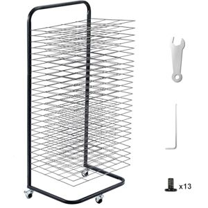 VEVOR 25 Removable Shelves 17 x 13 x 39.4 inch Lockable Wheels, Carbon Steel Painting Drying Rack for Artwork in Classroom, Art Studios and Schools, Black, 423 x 317 mm VEVOR 25 Removable Shelves 17 x 13 x 39.4 inch Lockable Wheels, Carbon Steel Painting Drying Rack for Artwork in Classroom, Art Studios and Schools, Black, 423 x 317 mm