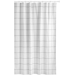 TATAY Fabric Shower Curtain 140 x 200 cm Includes 8 Hooks Washable Shower Curtain with Modern Design Durable Polyester Fabric Industrial Model – White & Black TATAY Fabric Shower Curtain 140 x 200 cm Includes 8 Hooks Washable Shower Curtain with Modern Design Durable Polyester Fabric Industrial Model – White & Black