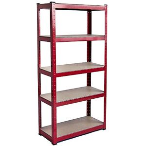 Home Vida 5 Tier Red Heavy Duty Adjustable Steel Garage Shelving Unit (H) 1800mm (W) 900mm 875kg Weight Capacity Home Vida 5 Tier Red Heavy Duty Adjustable Steel Garage Shelving Unit (H) 1800mm (W) 900mm 875kg Weight Capacity