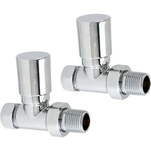 NRG Straight Manual Round Head Chrome Towel Rail Designer Radiator Valves 1 Pair NRG Straight Manual Round Head Chrome Towel Rail Designer Radiator Valves 1 Pair