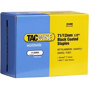 Tacwise 0290 Type 71 / 12 mm Galvanised Black Upholstery Staples, Pack of 20,000 Tacwise 0290 Type 71 / 12 mm Galvanised Black Upholstery Staples, Pack of 20,000