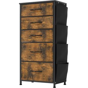 YITAHOME Narrow Chest of Drawers with 5 Drawers, Fabric Drawers with Side Pocket&Hooks,Easy Pull Handle,Sturdy Steel Frame,Storage Drawers for Bedroom, Closet, Clothes,Rustic Brown YITAHOME Narrow Chest of Drawers with 5 Drawers, Fabric Drawers with Side Pocket&Hooks,Easy Pull Handle,Sturdy Steel Frame,Storage Drawers for Bedroom, Closet, Clothes,Rustic Brown