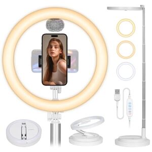 TARION Selfie Ring Light with Stand Upgraded 12-inch Foldable Ringlight with Phone Holder & Cold Shoe Mount, 56-169cm Tall Desk Ring Light for Video LED Beauty Light Adjustable Brightness White Y3 TARION Selfie Ring Light with Stand Upgraded 12-inch Foldable Ringlight with Phone Holder & Cold Shoe Mount, 56-169cm Tall Desk Ring Light for Video LED Beauty Light Adjustable Brightness White Y3