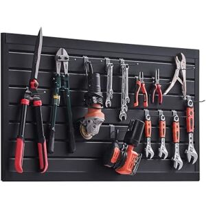 VEVOR Slat Wall Paneling, 2 x 4 ft, PVC Garage Slatwall with Modular Design, Black Slat Wall Easy-to-Install Adjustable Slatwall Panel with Coupling Structure & DIY Cutting, Fits for Storage & Display VEVOR Slat Wall Paneling, 2 x 4 ft, PVC Garage Slatwall with Modular Design, Black Slat Wall Easy-to-Install Adjustable Slatwall Panel with Coupling Structure & DIY Cutting, Fits for Storage & Display