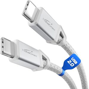 KabelDirekt – USB C Cable for Fast Charging, Break-Resistant Metal Plugs + Nylon Braiding, USB 2.0 – 2x 2m (Charges Phones/Laptops with 60W, Highly robust, Works as Charging/Data Cable, White) KabelDirekt – USB C Cable for Fast Charging, Break-Resistant Metal Plugs + Nylon Braiding, USB 2.0 – 2x 2m (Charges Phones/Laptops with 60W, Highly robust, Works as Charging/Data Cable, White)