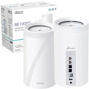 TP-LINK Deco BE85(2-pack) Tri-Band BE19000Mbps Whole Home Mesh WiFi 7 System, Quad-Core CPU WiFi Extender Booster, Ultra-Fast 2x 10 Gbps Wired WAN/LAN Ports, 320 MHz Channels, 4K-QAM, HomeShield TP-LINK Deco BE85(2-pack) Tri-Band BE19000Mbps Whole Home Mesh WiFi 7 System, Quad-Core CPU WiFi Extender Booster, Ultra-Fast 2x 10 Gbps Wired WAN/LAN Ports, 320 MHz Channels, 4K-QAM, HomeShield