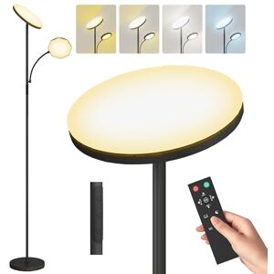 HOMCOM LED Floor Lamp for Living Room, Stepless Dimmable Standing Lamp, Mother and Child Uplighter with Reading Light, 4 Scene Modes, 2700K-6500K Colour Temps, 4 Brightness Levels, Remote Control HOMCOM LED Floor Lamp for Living Room, Stepless Dimmable Standing Lamp, Mother and Child Uplighter with Reading Light, 4 Scene Modes, 2700K-6500K Colour Temps, 4 Brightness Levels, Remote Control