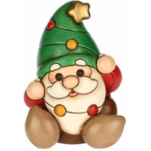 THUN , Oliver Gnome with Christmas Lights in Ceramic, Small Version, Christmas Collection, Collectible Figures, 6.5 x 5.8 x 9 cm THUN , Oliver Gnome with Christmas Lights in Ceramic, Small Version, Christmas Collection, Collectible Figures, 6.5 x 5.8 x 9 cm
