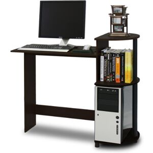 Furinno Compact Computer Desk, Study Desk with Shelves, Espresso/Black Furinno Compact Computer Desk, Study Desk with Shelves, Espresso/Black
