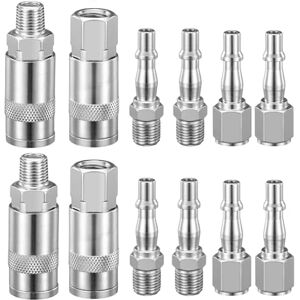 ASelected 12 Pcs Air Compressor,1/4 Inch BSP Air Line Hose Fittings Connectors,Couplings Connector Plug Kit Air Line Connectors,Quick Release Extension Connector Coupler for Compressor Tools ASelected 12 Pcs Air Compressor,1/4 Inch BSP Air Line Hose Fittings Connectors,Couplings Connector Plug Kit Air Line Connectors,Quick Release Extension Connector Coupler for Compressor Tools