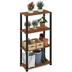 Furinno TURN-N-TUBE Plant Stand Indoor Outdoor, 4-Tier Large Rectangle Plant Shelf, Display Shelf with Square Poles, for Patio, Garden, Living Room, Balcony, Natural Furinno TURN-N-TUBE Plant Stand Indoor Outdoor, 4-Tier Large Rectangle Plant Shelf, Display Shelf with Square Poles, for Patio, Garden, Living Room, Balcony, Natural