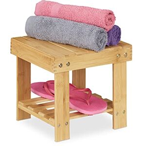 Relaxdays Footstool Bamboo, up to 100 kg, Stable Step Stool, Kids Stoop for Bathroom, HxWxD: 24.5 x 25 x 27 cm, Natural Relaxdays Footstool Bamboo, up to 100 kg, Stable Step Stool, Kids Stoop for Bathroom, HxWxD: 24.5 x 25 x 27 cm, Natural
