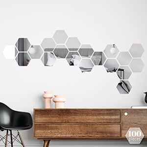 WALPLUS Hexagonal 100pcs Removable Acrylic Mirror Wall Art Setting Wall Sticker Decal for Home Living Room Bedroom Decor WALPLUS Hexagonal 100pcs Removable Acrylic Mirror Wall Art Setting Wall Sticker Decal for Home Living Room Bedroom Decor