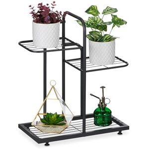 Relaxdays Plant Stand, 3 Levels, for Flower & Herb Pots, HxWxD: 50.5 x 44 x 22 cm, Steel, Indoor Decorative Rack, Black Relaxdays Plant Stand, 3 Levels, for Flower & Herb Pots, HxWxD: 50.5 x 44 x 22 cm, Steel, Indoor Decorative Rack, Black