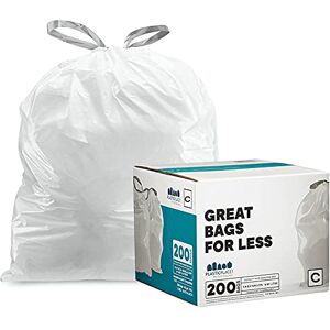Plasticplace Trash Bags Compatible with simplehuman Code C (200 Count) White Drawstring Garbage Liners 2.6-3.2 Gallon / 10-12 Liter, 14.75" x 20 Plasticplace Trash Bags Compatible with simplehuman Code C (200 Count) White Drawstring Garbage Liners 2.6-3.2 Gallon / 10-12 Liter, 14.75" x 20