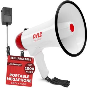 Pyle Rechargeable Megaphone PA Speaker – 40W Bullhorn with Siren, AUX Input, Record Function & 900m Range – Loud Handheld Speaker for Coaches, Cheerleading, Safety Drills & Crowd Control Pyle Rechargeable Megaphone PA Speaker – 40W Bullhorn with Siren, AUX Input, Record Function & 900m Range – Loud Handheld Speaker for Coaches, Cheerleading, Safety Drills & Crowd Control