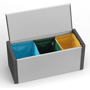 Adventa : Storage Box for Separated Collection in PVC and PP Resin, Easy to Assemble, Durable, Suitable for Indoor and Outdoor Environments, 85L x 34W x 38H cm, Grey Adventa : Storage Box for Separated Collection in PVC and PP Resin, Easy to Assemble, Durable, Suitable for Indoor and Outdoor Environments, 85L x 34W x 38H cm, Grey