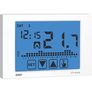 VEMER VE451100 model CHRONOS BIANCO Weekly chronothermostat with touch screen display and battery supply. Wall-mounting. Color White VEMER VE451100 model CHRONOS BIANCO Weekly chronothermostat with touch screen display and battery supply. Wall-mounting. Color White