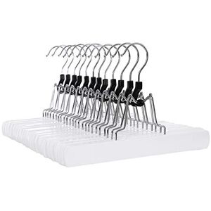 SONGMICS CRW07W-12 Pack of 12 Wooden Trouser Hangers Non-Slip Chrome Plated Hooks 360 Degree Rotating, White, 12 Item SONGMICS CRW07W-12 Pack of 12 Wooden Trouser Hangers Non-Slip Chrome Plated Hooks 360 Degree Rotating, White, 12 Item