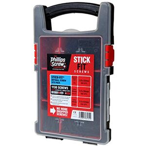 Philips Drywall Screws Site Pack 1130 High-Performance Screws in 5 Essential Sizes & 3 Stick-Fit Driver Bits, black phosphate coated, assorted Philips Drywall Screws Site Pack 1130 High-Performance Screws in 5 Essential Sizes & 3 Stick-Fit Driver Bits, black phosphate coated, assorted