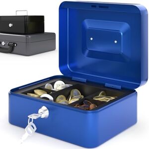 Acropaq 10041 Lockable Cash Box with Coin Counting Board, Small 16 x 20 x 9 cm, Lockable Box, Cash Box, Money Box Suitable for Money Storage, Blue Acropaq 10041 Lockable Cash Box with Coin Counting Board, Small 16 x 20 x 9 cm, Lockable Box, Cash Box, Money Box Suitable for Money Storage, Blue