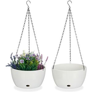 Relaxdays Set of 2 Hanging Baskets with Water Reservoir, HxØ: 67 x 28.5 cm, Out-& Indoor, Suspended Pot, Plastic, White, 67 x 28.5 x 28.5 cm Relaxdays Set of 2 Hanging Baskets with Water Reservoir, HxØ: 67 x 28.5 cm, Out-& Indoor, Suspended Pot, Plastic, White, 67 x 28.5 x 28.5 cm