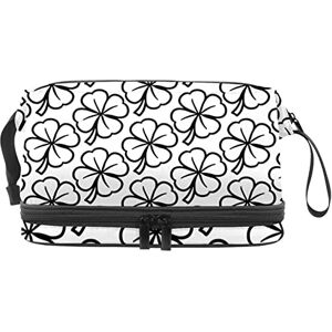 Generic Multi-Functional Storage Travel Cosmetic Bag with Handle,Large Capacity Travel Cosmetic Bag,Lucky Irish Clover for St. Patrick's Day Black White Generic Multi-Functional Storage Travel Cosmetic Bag with Handle,Large Capacity Travel Cosmetic Bag,Lucky Irish Clover for St. Patrick's Day Black White